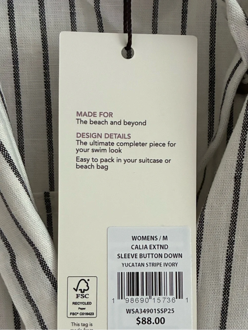 Calia Swim Coverup Dress Yucatan Stripe Ivory Linen Blend Button Down NWT Medium - Picture 12 of 15